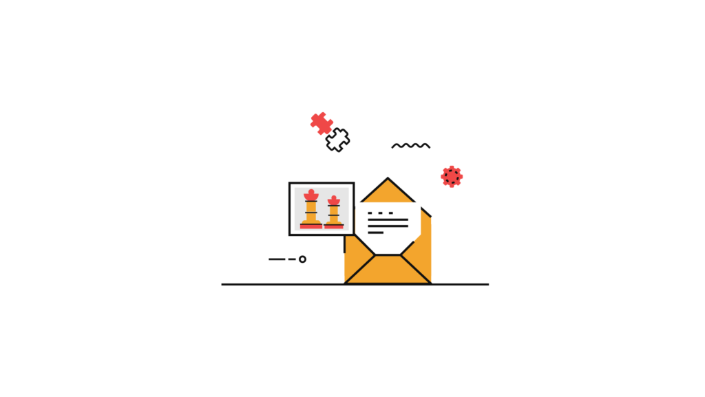 envelope and chess pieces